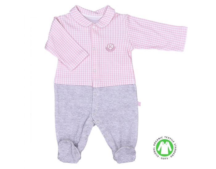 SEVIRA KIDS Dors-bien Pyjama Bb en Coton Bio - Vichy Karl Rose (3)