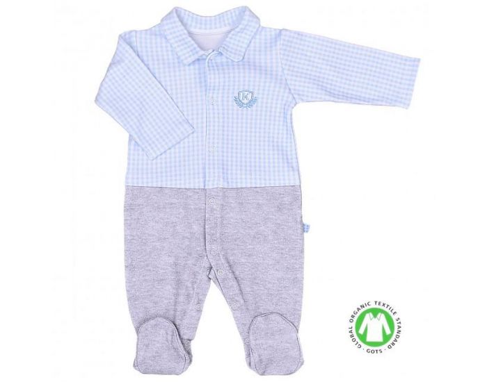 SEVIRA KIDS Dors-Bien Pyjama Bb en Coton Bio - Vichy Karl Bleu (5)