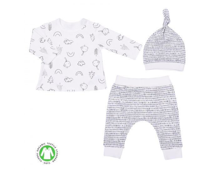 SEVIRA KIDS Ensemble vtements Bb en coton bio 3 pices - Sweet Bird (6)