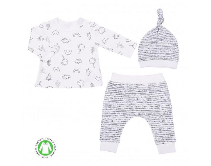SEVIRA KIDS Ensemble vtements Bb en coton bio 3 pices - Sweet Bird (7)