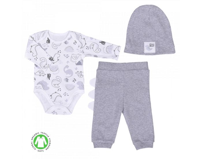 SEVIRA KIDS Ensemble vtements Bb en coton bio 3 pices - Dino (7)