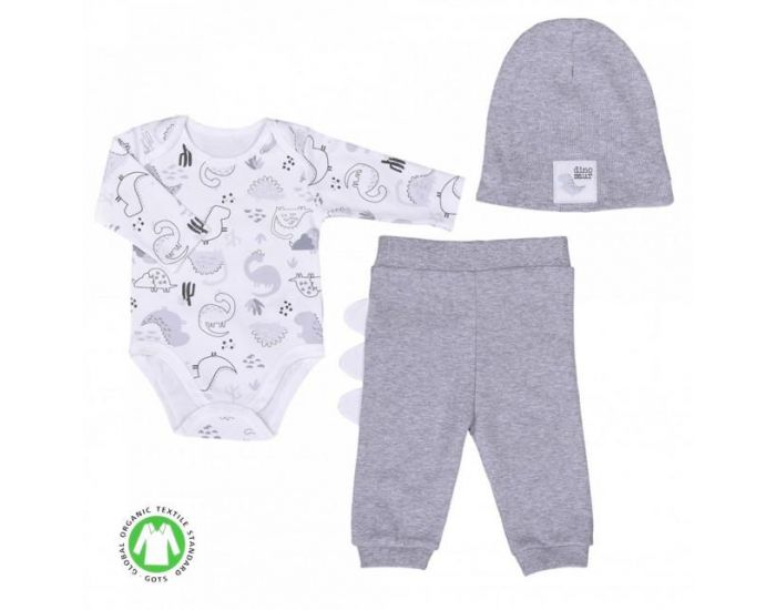 SEVIRA KIDS Ensemble vtements Bb en coton bio 3 pices - Dino (8)