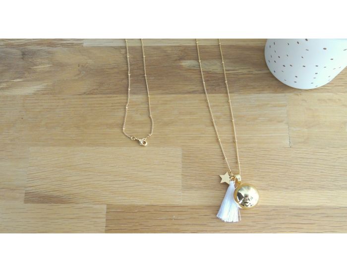 MADELEINE ET MAMAN Bola de Grossesse Dor Pompon Blanc (1)