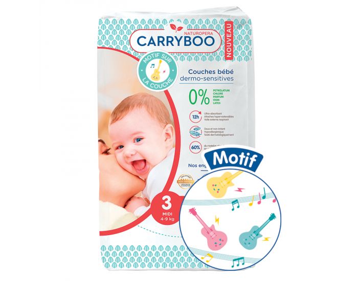 CARRYBOO Couches cologiques Dermo-Sensitives T3 - 4  9 kg - 6x54 Couches (3)