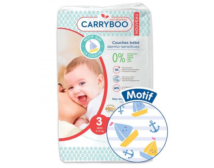 CARRYBOO Couches cologiques Dermo-Sensitives T3 - 4  9 kg - 3x54 Couches (3)