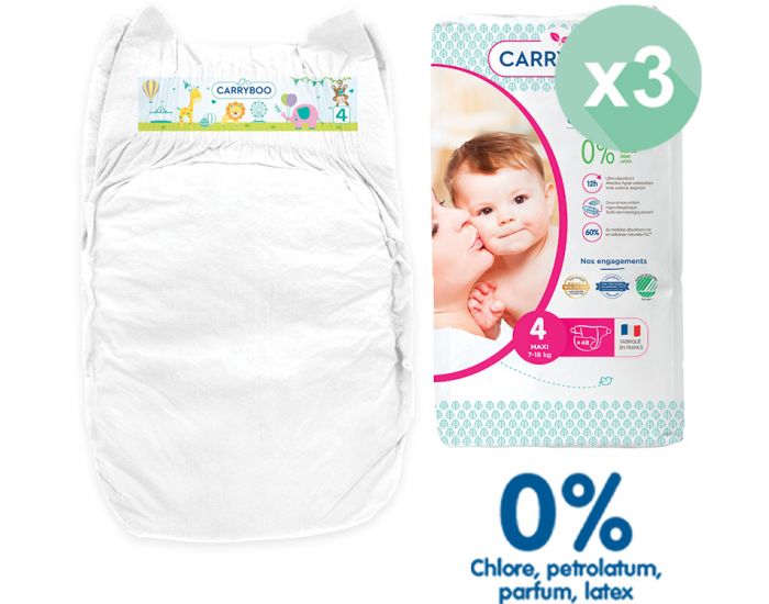 CARRYBOO Couches cologiques Dermo-Sensitives T4 - 7 18Kg - 3x48 Couches (7)