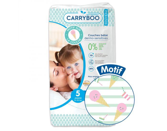 CARRYBOO Couches cologiques Dermo-Sensitives T5 - 12 25Kg - 44 Couches (3)