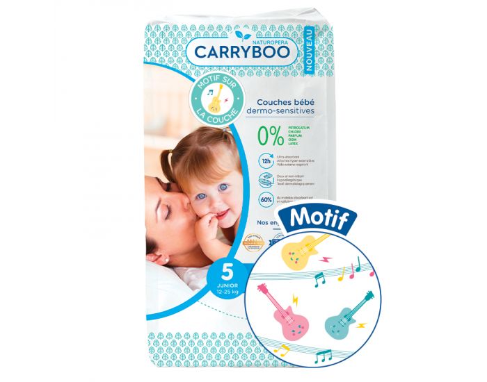 CARRYBOO Couches cologiques Dermo-Sensitives T5 - 12 25Kg - 44 Couches (5)
