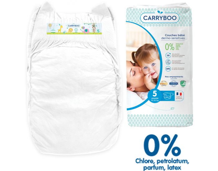 CARRYBOO Couches cologiques Dermo-Sensitives T5 - 12 25Kg - 44 Couches (7)