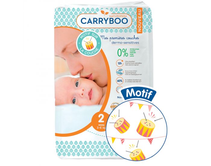 CARRYBOO Couches cologiques Dermo-Sensitives T2 - 3  6Kg - 3x56 Couches (3)