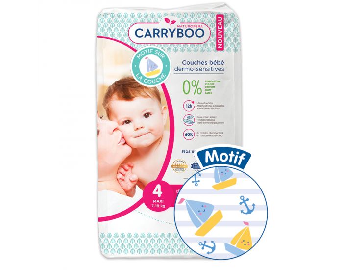 CARRYBOO Couches cologiques Dermo-Sensitives T4 - 7 18Kg - 48 Couches (3)