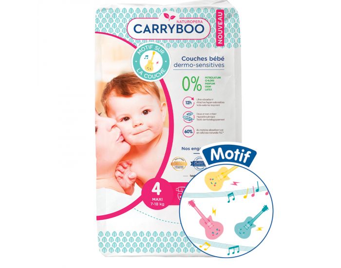 CARRYBOO Couches cologiques Dermo-Sensitives T4 - 7 18kg - 6x48 Couches (3)