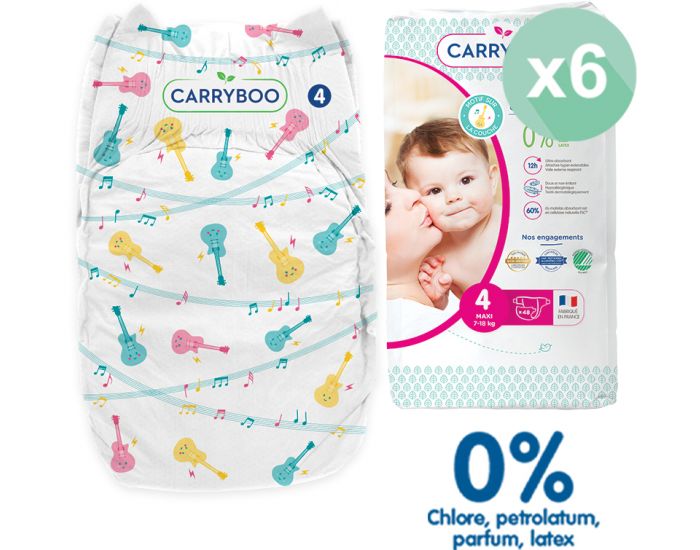 CARRYBOO Couches cologiques Dermo-Sensitives T4 - 7 18kg - 6x48 Couches (4)