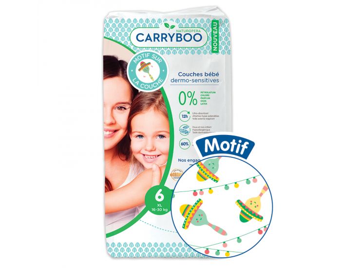 CARRYBOO Couches cologiques Dermo-Sensitives T6 - 16 30Kg - 36 Couches (3)