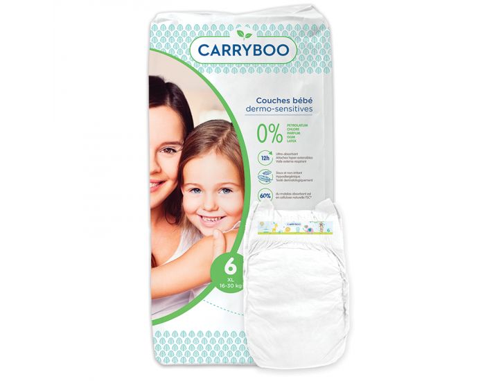 CARRYBOO Couches cologiques Dermo-Sensitives T6 - 16 30Kg - 36 Couches (6)