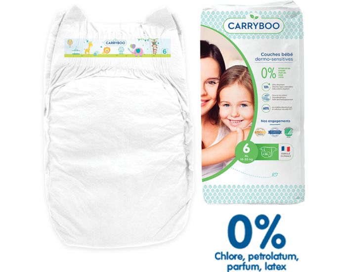 CARRYBOO Couches cologiques Dermo-Sensitives T6 - 16 30Kg - 36 Couches (7)