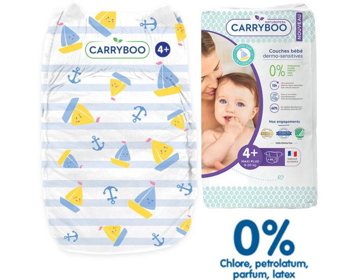 CARRYBOO Couches cologiques Dermo-Sensitives T4+ - 9 20Kg - 46 Couches (4)