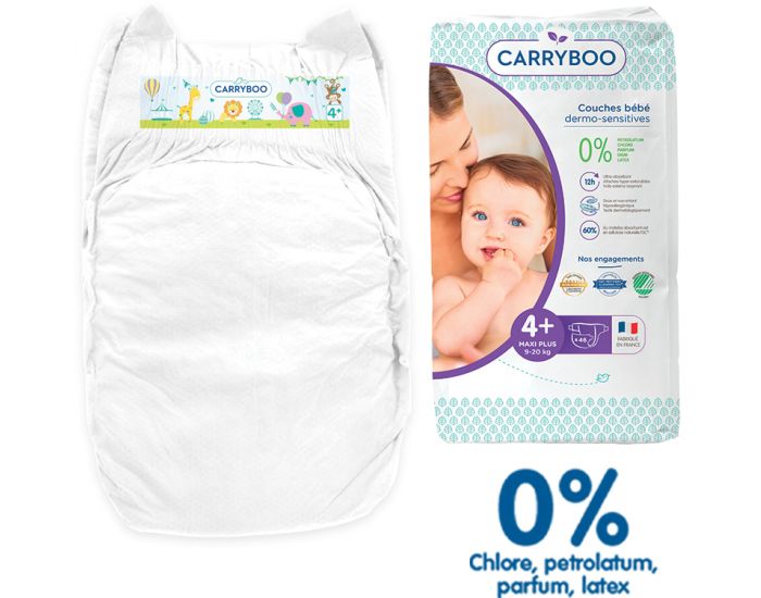 CARRYBOO Couches cologiques Dermo-Sensitives T4+ - 9 20Kg - 46 Couches (7)