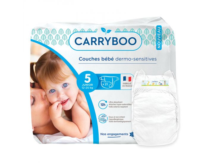 CARRYBOO Couches Ecologiques Dermo-sensitives T5 - 12 25Kg - 6x21 couches (3)