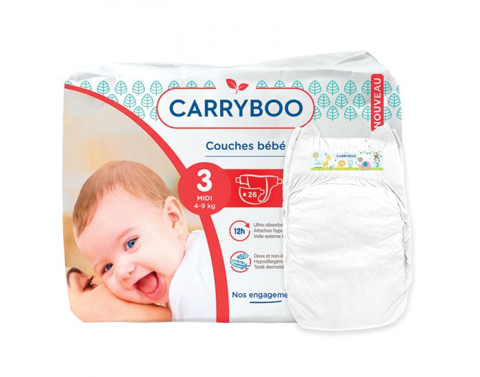 CARRYBOO Couches Ecologiques Dermo-sensitives T3 - 4 9Kg - 6x26 couches (5)