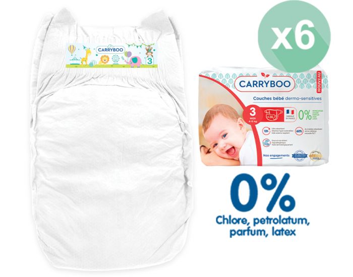 CARRYBOO Couches Ecologiques Dermo-sensitives T3 - 4 9Kg - 6x26 couches (6)