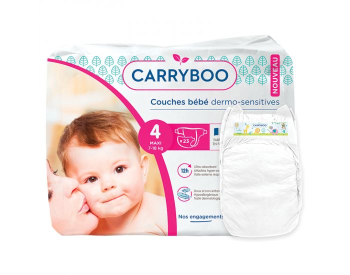 CARRYBOO Couches Ecologiques Dermo-sensitives T4 -7 18 Kg - 6x23 couches (6)