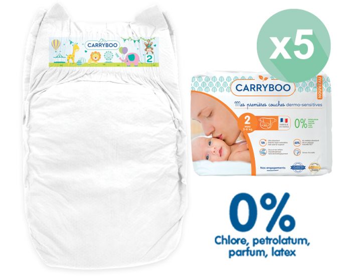 CARRYBOO Couches Ecologiques Dermo-sensitives T2 - 3 6Kg - 5x30 couches (4)