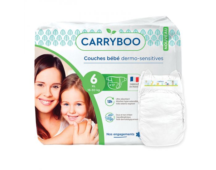 CARRYBOO Couches Ecologiques Dermo-sensitives T6 - 16 30 Kg - 6x17 couches (3)