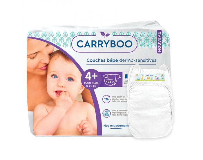 CARRYBOO Couches Ecologiques Dermo-sensitives T4+ - 9 20Kg - 6x22 couches (5)