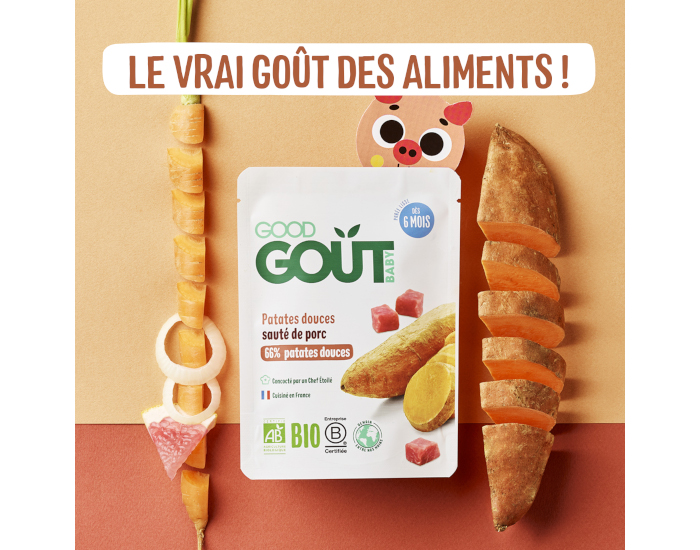 GOOD GOUT Petit Plat Bb Patate Douce-Saut de Porc - 190g - Ds 6 mois (1)
