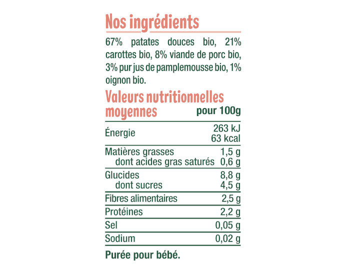 GOOD GOUT Petit Plat Bb Patate Douce-Saut de Porc - 190g - Ds 6 mois (2)