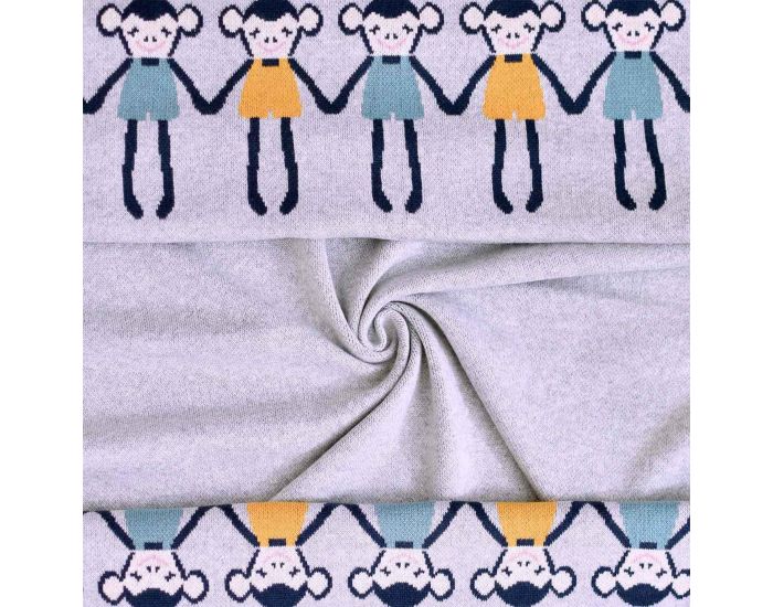 SEVIRA KIDS Couverture Bb - Lgre - en Tricot - Coton Biologique - 80x100cm - Singe (3)