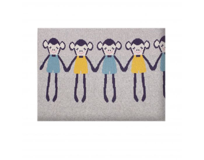 SEVIRA KIDS Couverture Bb - Lgre - en Tricot - Coton Biologique - 80x100cm - Singe (10)