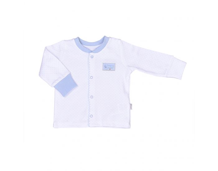 BEBESEO Pyjama 2 Pices 100% Bio Bleu Pull + Pantalon Avec Boutons Pressoirs Et Broderies (1)