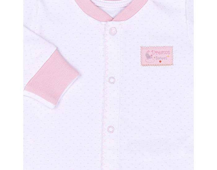 BEBESEO Pyjama 2 Pices 100% Bio Rose Pull + Pantalon Avec Boutons Pressoirs Et Broderies (3)