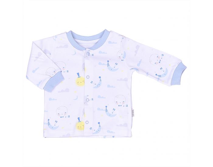 BEBESEO Pyjama 2 Pices 100% Bio Bleu Pull + Pantalon Motifs Mlangs (1)