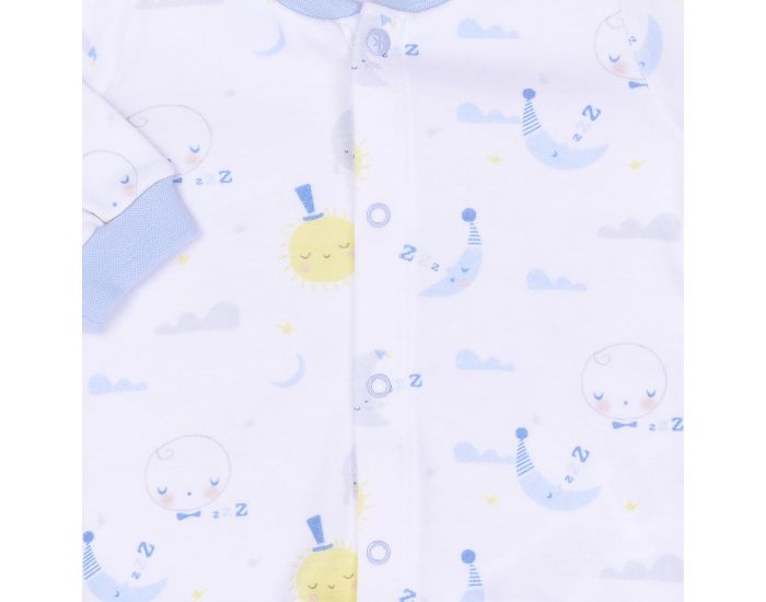 BEBESEO Pyjama 2 Pices 100% Bio Bleu Pull + Pantalon Motifs Mlangs (3)