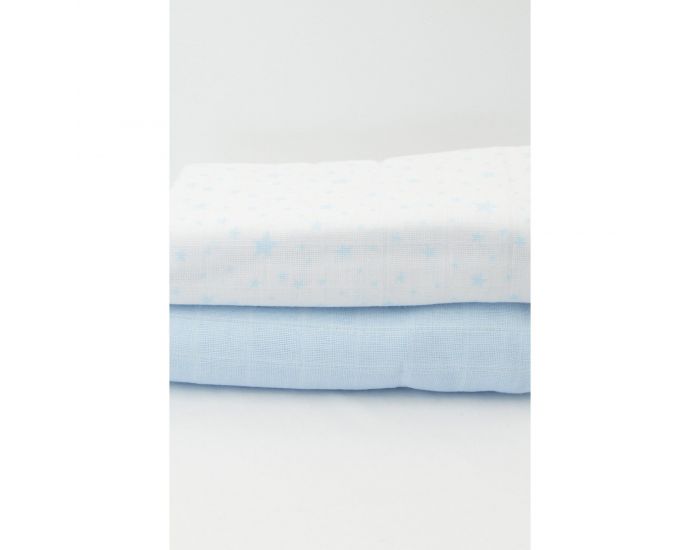 KADOLIS Maxi Langes Ultra Doux Tencel et Coton Bio Etoiles - 115 x 115 cm - Lot de 2 (1)