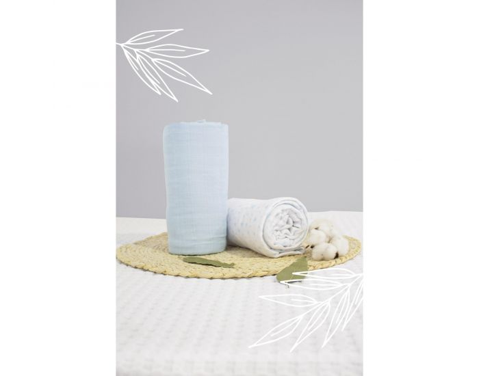 KADOLIS Maxi Langes Ultra Doux Tencel et Coton Bio Etoiles - 115 x 115 cm - Lot de 2 (2)