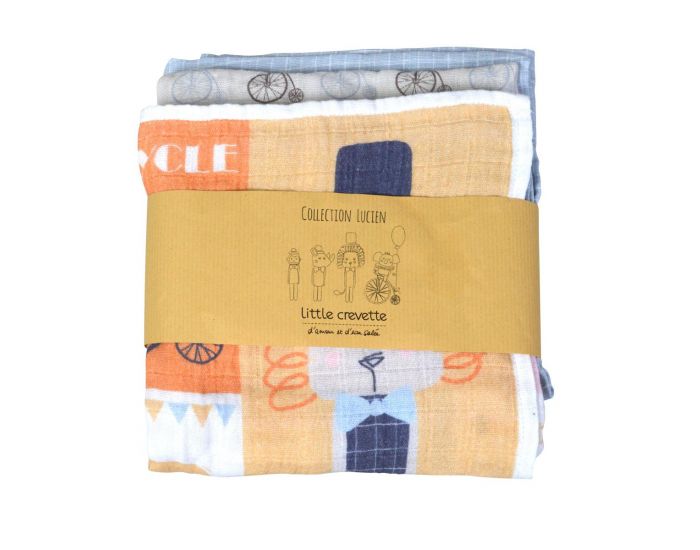 LITTLE CREVETTE Lot de 3 langes Lucien (2)