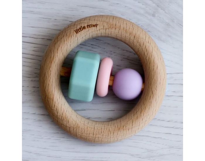 LITTLE RAWR Jouet Hochet de Dentition et Motricit - Bois et Silicone - Ds 4 mois (3)