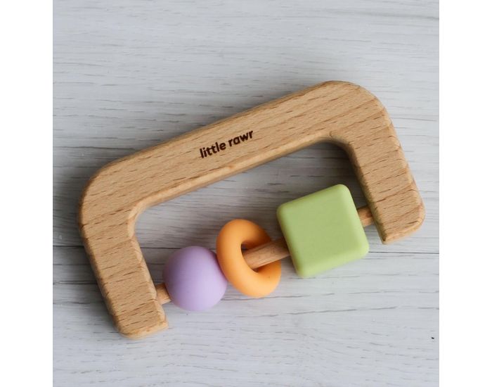 LITTLE RAWR Jouet Hochet de Dentition et Motricit - Bois et Silicone - Ds 4 mois (1)