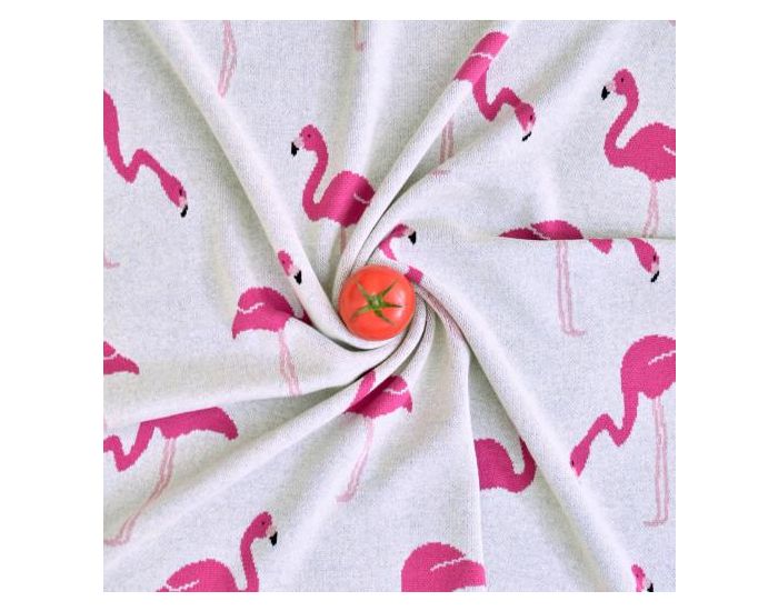 SEVIRA KIDS Couverture Bb Lgre en tricot - Coton Biologique - 80x100cm Flamant rose (4)
