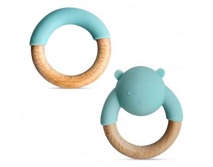 LITTLE RAWR Anneaux De Dentition en Bois et Silicone - Lot de 2 Pices - Ds 4 mois (7)