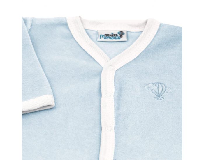 PREMIERS MOMENTS Pyjama Velours 100% Coton bio -  Azur (2)