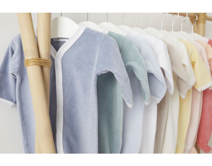 PREMIERS MOMENTS Pyjama Velours 100% Coton bio -  Azur (15)