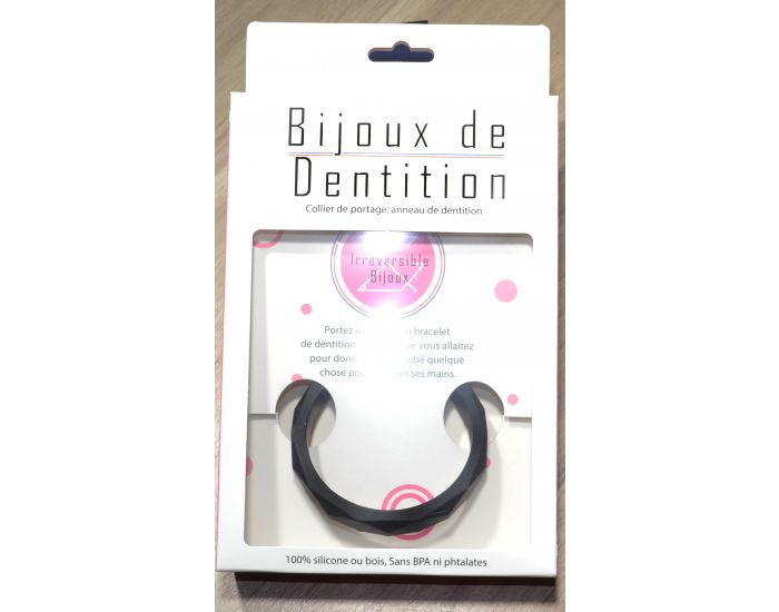 IRREVERSIBLE Bracelet Allaitement et Anneau de Dentition Gomtrique - Silicone noir (1)