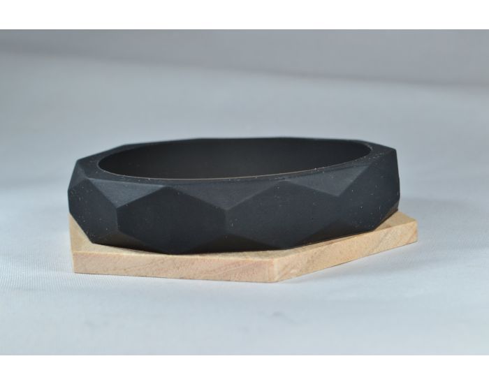 IRREVERSIBLE Bracelet Allaitement et Anneau de Dentition G�om�trique - Silicone noir (2)