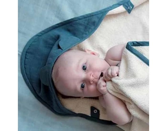 FABELAB Grande cape de Bain Bb Bio - Chat Bleu (1)