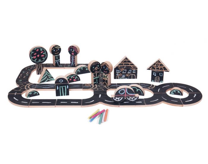 WODIBOW Circuit en bois et ardoise Chalking My Way - Ds 2 ans (2)